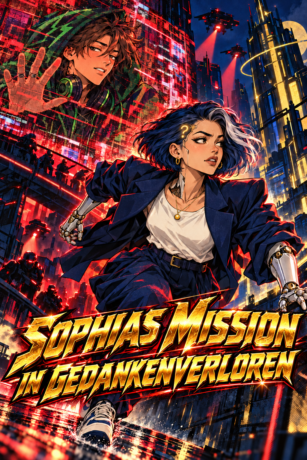 Sophias Mission in Gedankenverloren: Sophia auf Rettungsmission, Dio auf einem manipulierten Bildschirm im Hintergrund