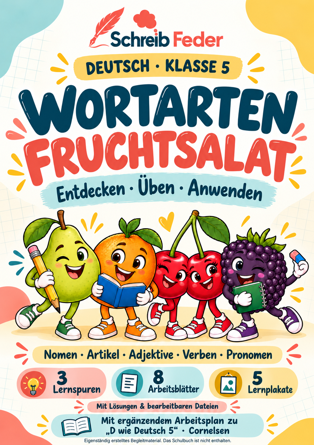 Wortarten-Fruchtsalat mit lustigen Früchten